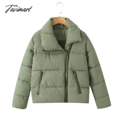 Autumn Women Beige Winter Outerwear Long Sleeve Side Zipper Casual Warm Padded Jacket Coat