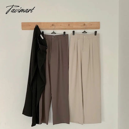 High Waist Women Suit Pants Fall Straight Office Ladies Korean Fashion Trousers Casual Button Loose Female Black Pants New