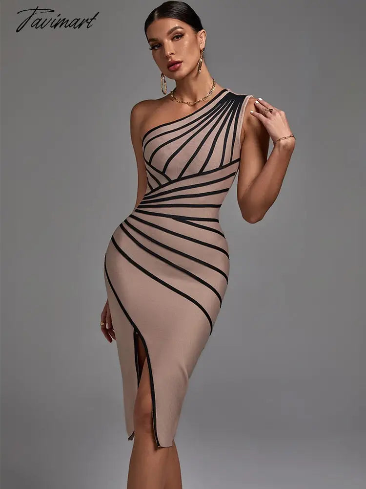 One Shoulder Bandage Dress Women Bandage Dress Elegant Sexy Evening Party Dress High Quality Summer Birthday Club Outfits