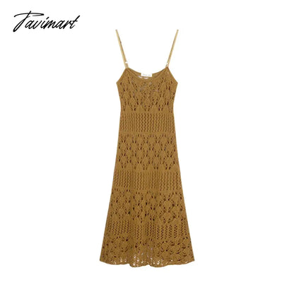 vzyzv 2024 Spring New Streetwear Hollow Sexy Knitted Sling Dress Women + Solid Color Casual Long-sleeved T-shirt Two-piece Suit