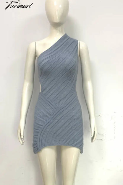 TAVIMART  -  6-Color Hollow Sexy Tight Skirt With Hollowed Waist and One Shoulder Splicing Party Hottie Cross-Border European and American Dress for Women