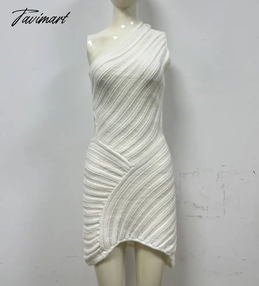 TAVIMART  -  6-Color Hollow Sexy Tight Skirt With Hollowed Waist and One Shoulder Splicing Party Hottie Cross-Border European and American Dress for Women