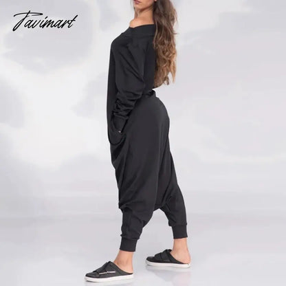 vzyzv Adult Female Spring Summer Solid Color Loose Jumpsuit Off-the-shoulder Long Sleeves Casual Jump Suit Harem Pants