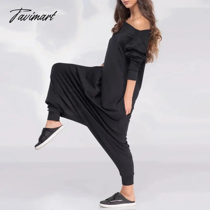 vzyzv Adult Female Spring Summer Solid Color Loose Jumpsuit Off-the-shoulder Long Sleeves Casual Jump Suit Harem Pants