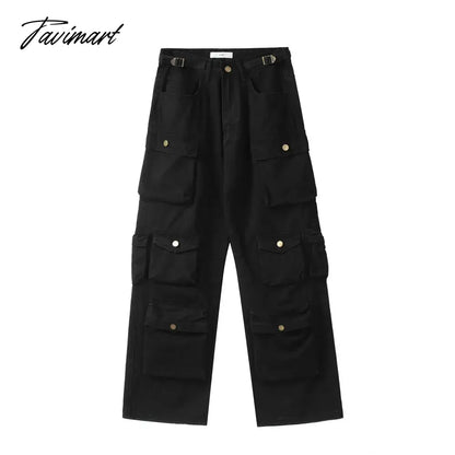 vzyzv American Retro Street Style Multi-pocket Overalls Fashionable Straight Casual Pants Simple Hot Girl Y2k Trousers Women Clothing