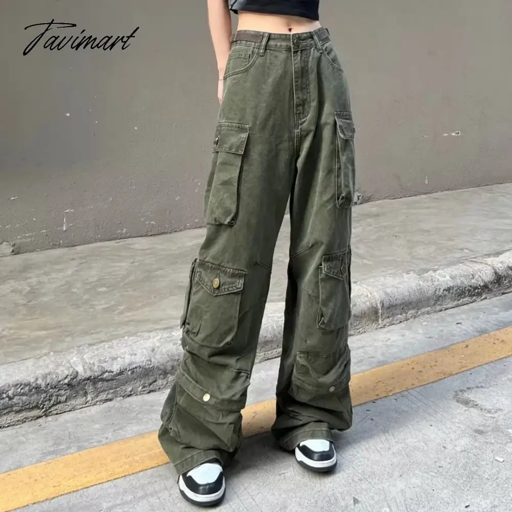 vzyzv American Retro Street Style Multi-pocket Overalls Fashionable Straight Casual Pants Simple Hot Girl Y2k Trousers Women Clothing