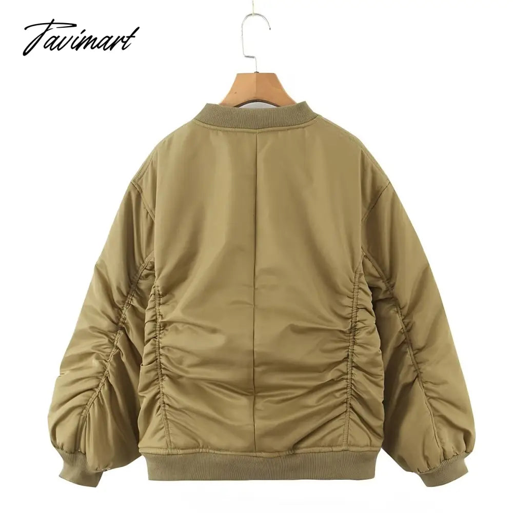 vzyzv American Vintage Coat Ins Blogger Vintage Loose Boyfriend Lovers Khaki Solid Bomber Jacket Women