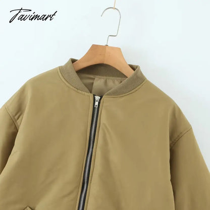 vzyzv American Vintage Coat Ins Blogger Vintage Loose Boyfriend Lovers Khaki Solid Bomber Jacket Women