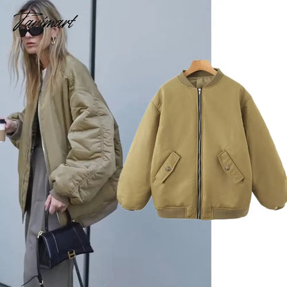 vzyzv American Vintage Coat Ins Blogger Vintage Loose Boyfriend Lovers Khaki Solid Bomber Jacket Women