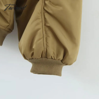 vzyzv American Vintage Coat Ins Blogger Vintage Loose Boyfriend Lovers Khaki Solid Bomber Jacket Women