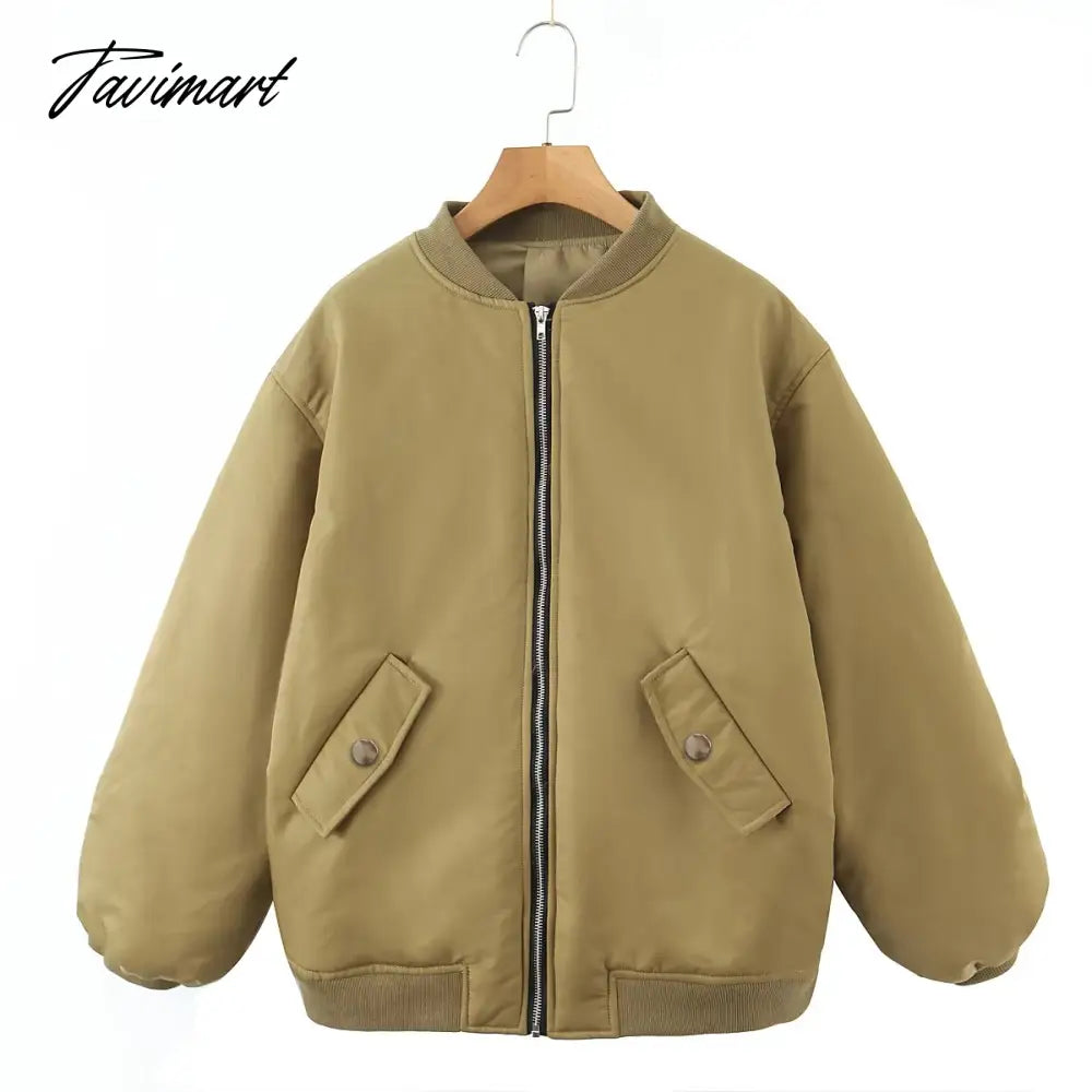 vzyzv American Vintage Coat Ins Blogger Vintage Loose Boyfriend Lovers Khaki Solid Bomber Jacket Women