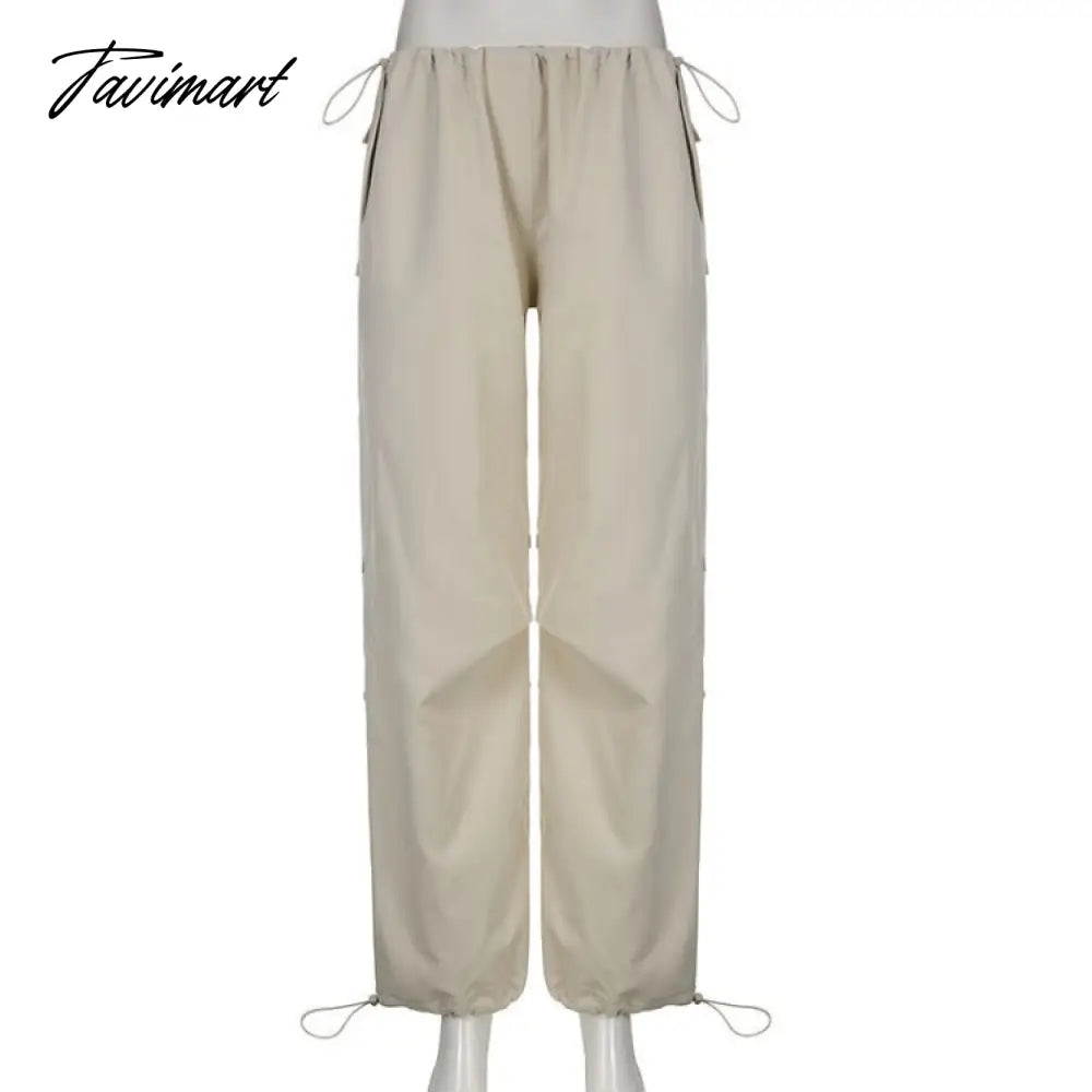 vzyzv American Vintage Drawstring Slim Wasit Wide Leg Pants Summer High Waist Trousers Loose All-match Cargo Pants Y2k Streetwear