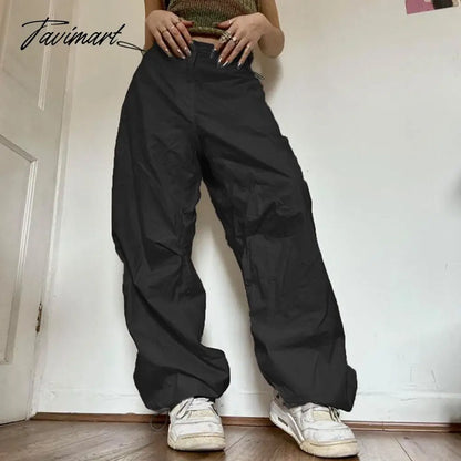 vzyzv American Vintage Drawstring Slim Wasit Wide Leg Pants Summer High Waist Trousers Loose All-match Cargo Pants Y2k Streetwear