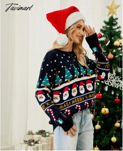 vzyzvAutumn Winter Women's Pullover Sweater Christmas Sweater Little Snowman Round Neck Long Sleeve Print Sweater Thick Knit Jumper