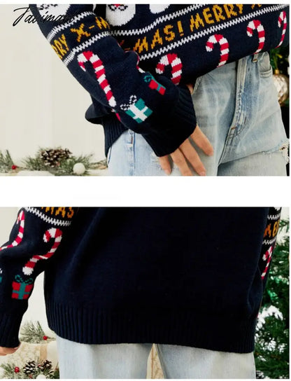 vzyzvAutumn Winter Women's Pullover Sweater Christmas Sweater Little Snowman Round Neck Long Sleeve Print Sweater Thick Knit Jumper