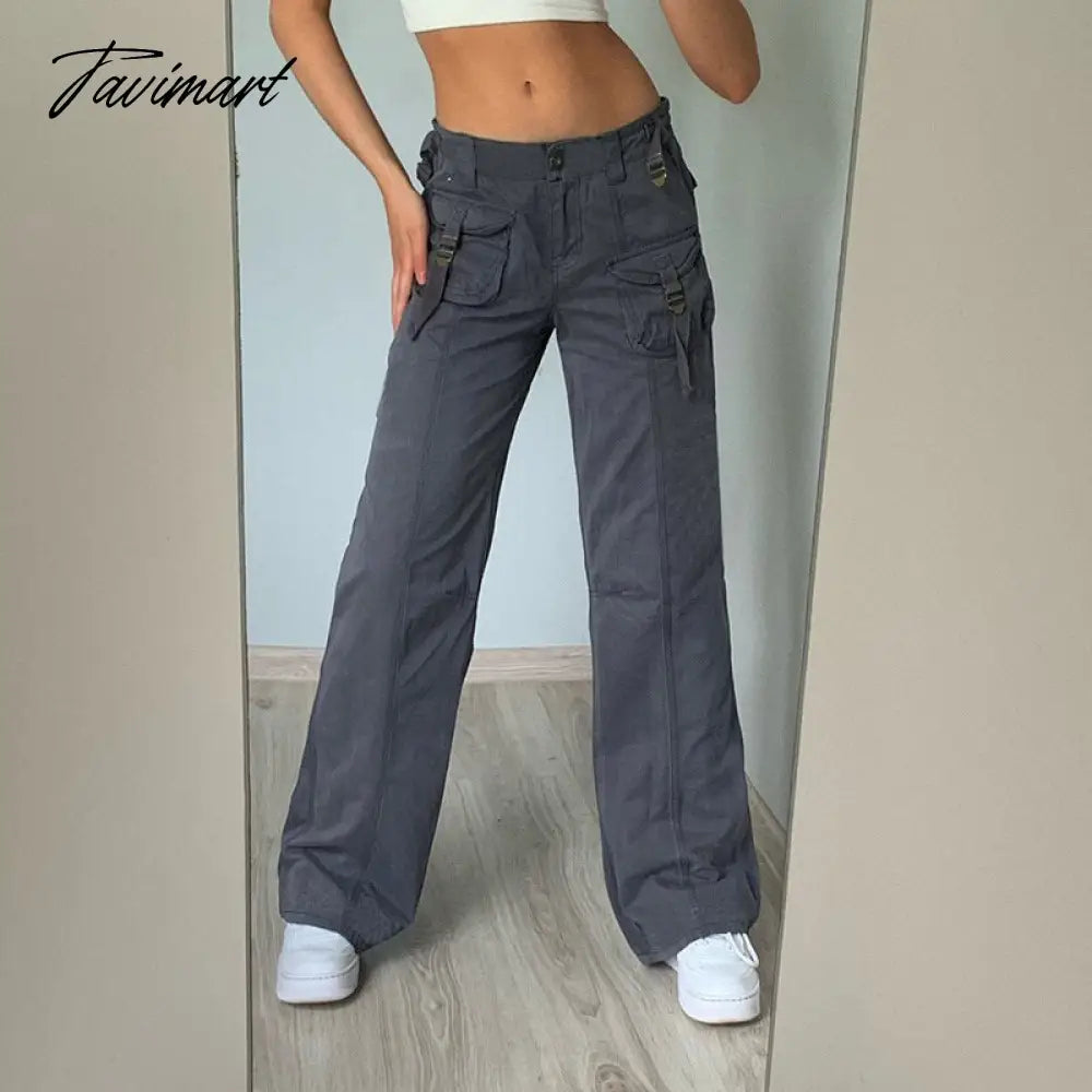 vzyzv  Casual Pocket Overalls Straight Oversized Pants Retro Harajuku Low Waist Longwide Leg Pants Loose Jeans Streetwear Women