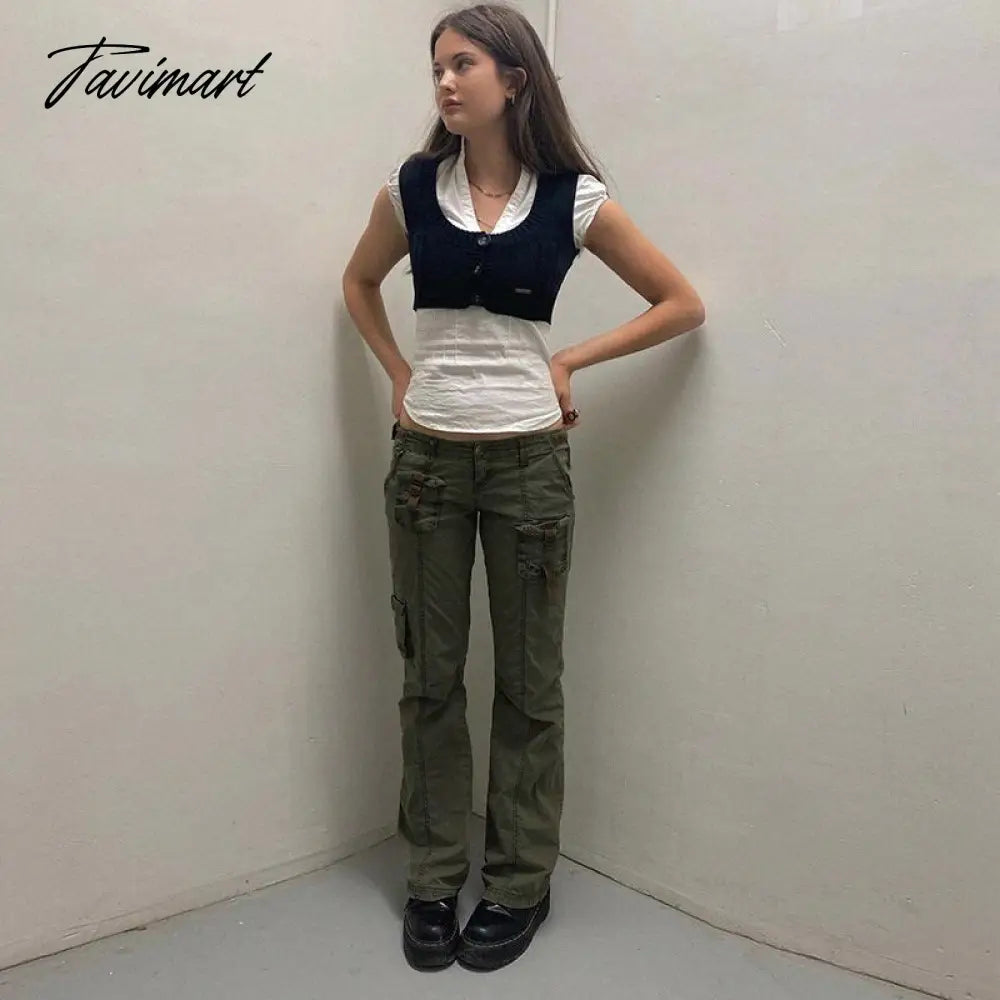 vzyzv  Casual Pocket Overalls Straight Oversized Pants Retro Harajuku Low Waist Longwide Leg Pants Loose Jeans Streetwear Women