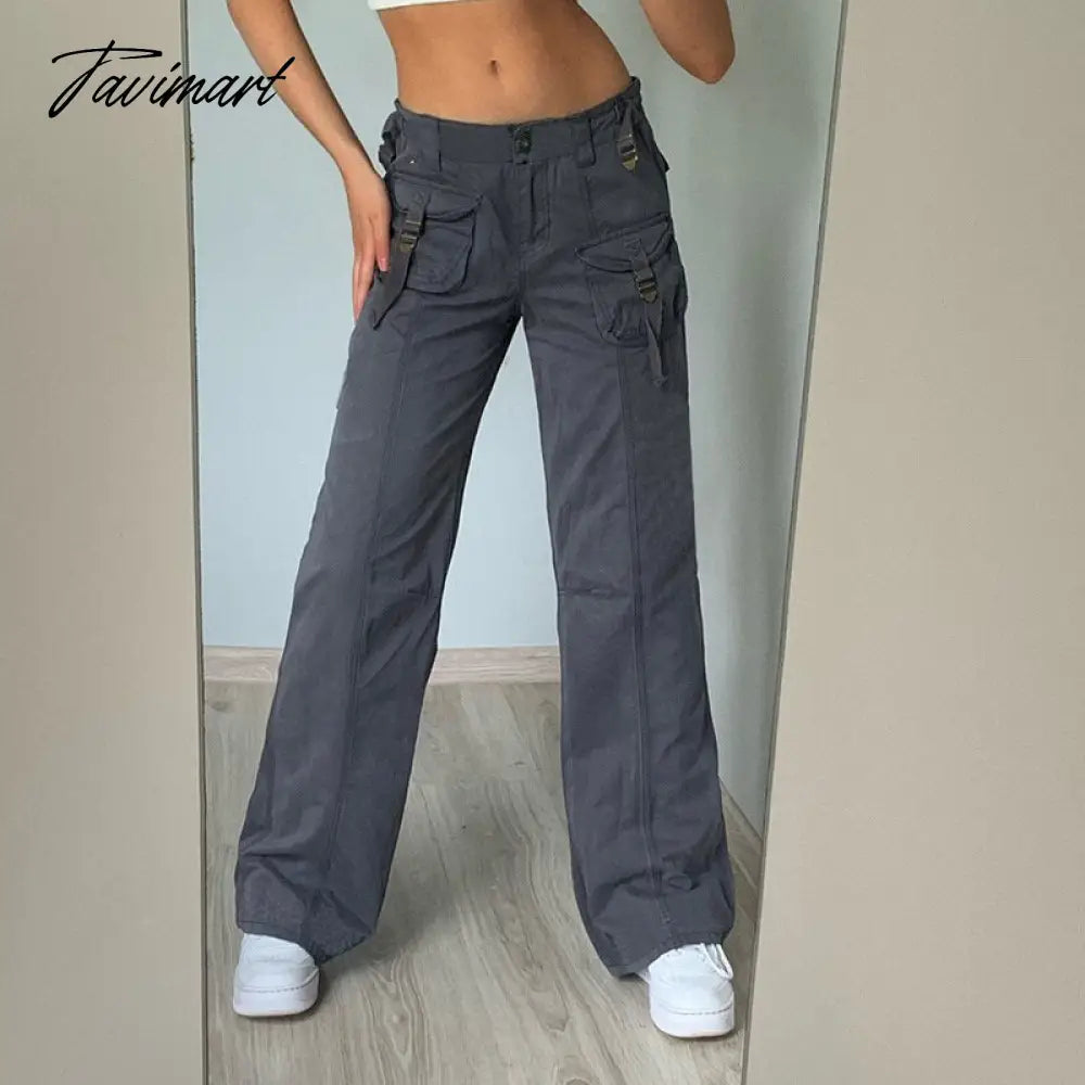 vzyzv  Casual Pocket Overalls Straight Oversized Pants Retro Harajuku Low Waist Longwide Leg Pants Loose Jeans Streetwear Women