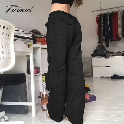 vzyzv  Casual Pocket Overalls Straight Oversized Pants Retro Harajuku Low Waist Longwide Leg Pants Loose Jeans Streetwear Women