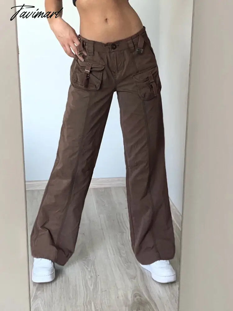 vzyzv  Casual Pocket Overalls Straight Oversized Pants Retro Harajuku Low Waist Longwide Leg Pants Loose Jeans Streetwear Women