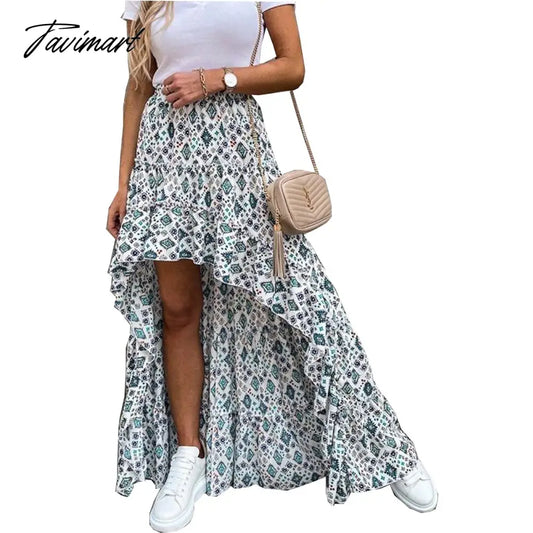 vzyzv Elegant Temperament Flowy Irregular Draped Ruffle Skirt Spring Summer New Flower Print Party Dress Dropshipping