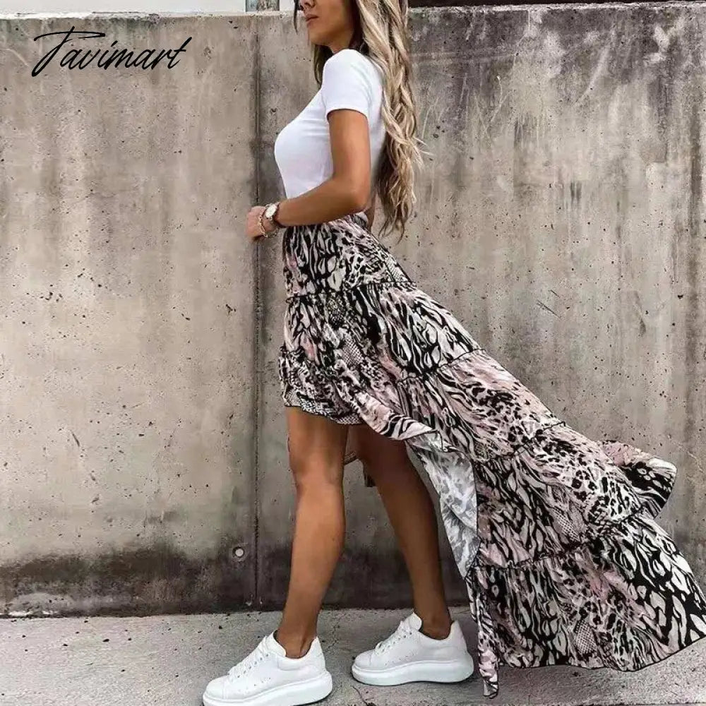 vzyzv Elegant Temperament Flowy Irregular Draped Ruffle Skirt Spring Summer New Flower Print Party Dress Dropshipping