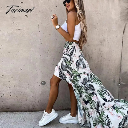 vzyzv Elegant Temperament Flowy Irregular Draped Ruffle Skirt Spring Summer New Flower Print Party Dress Dropshipping