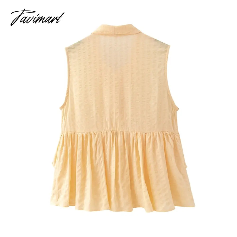 vzyzvElegant Tie a Bow Deep Ruffled Vintage Sleeveless Blouseрубашка женская  Shirt Spring Summer  Chic Tops