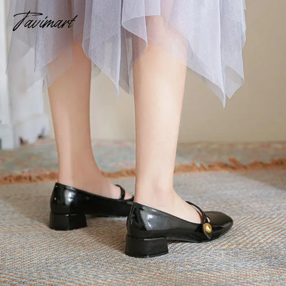 vzyzvElegant Woman Shoes with Low Heels Mary Janes Vintage Black PU Leather Ladies Shoes Spring Autumn Lolita Pumps Shoes New In