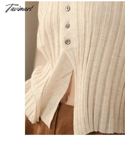 vzyzvElegant Wool Knit Sweater Cardigan  Autumn Spring Soft Slim Causal Solid Button Skinny High Street Top Women's Clothing