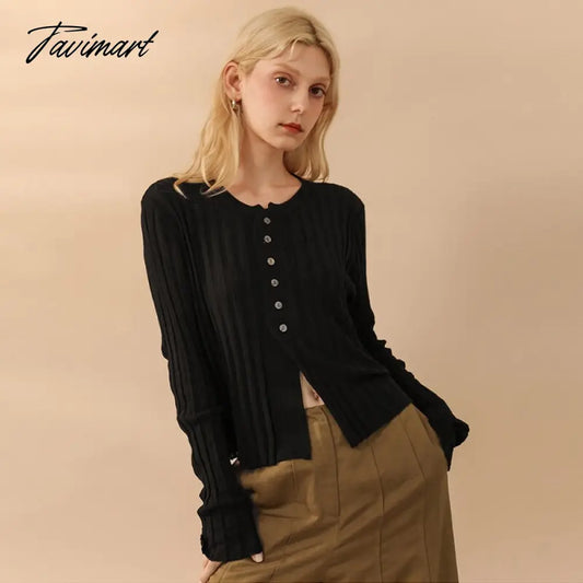 vzyzvElegant Wool Knit Sweater Cardigan  Autumn Spring Soft Slim Causal Solid Button Skinny High Street Top Women's Clothing