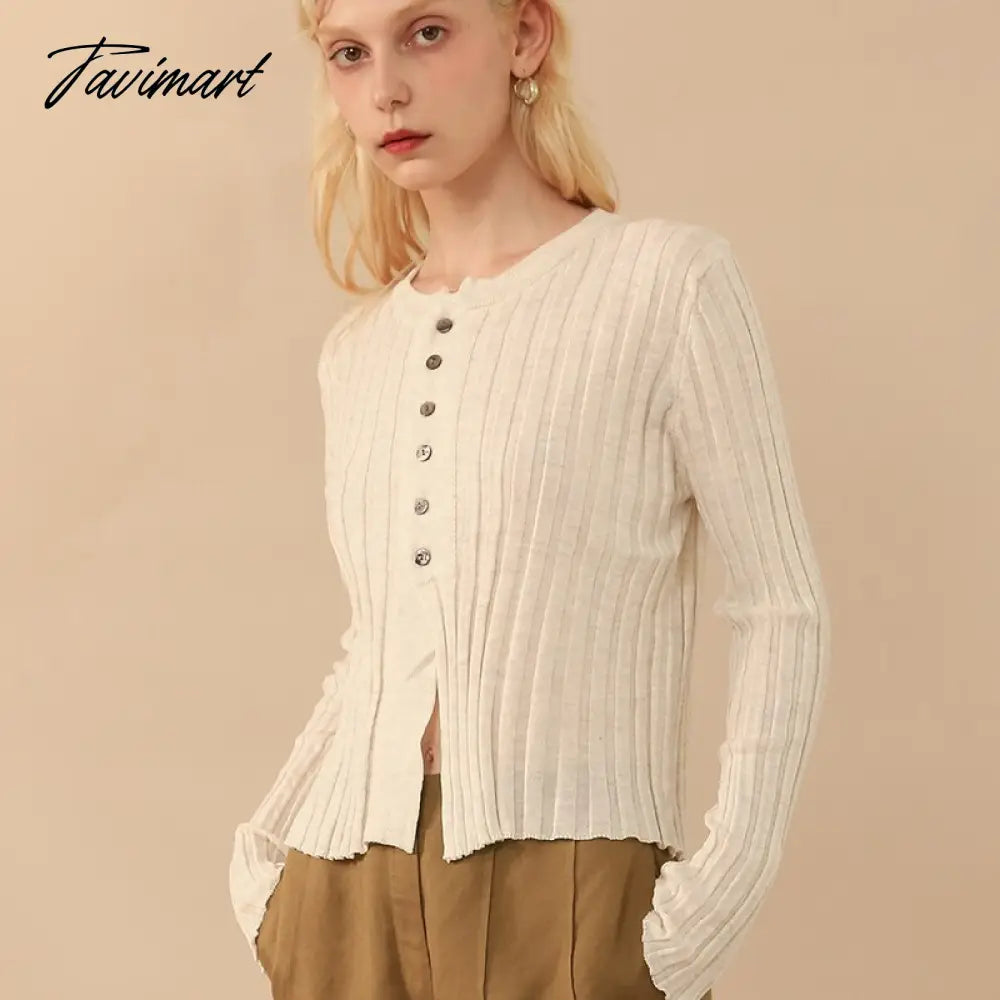 vzyzvElegant Wool Knit Sweater Cardigan  Autumn Spring Soft Slim Causal Solid Button Skinny High Street Top Women's Clothing