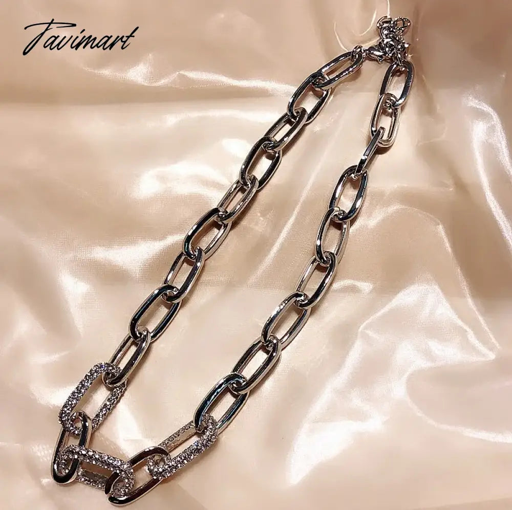 TAVIMART -  European and American new style necklace iron chain clavicle chain fashionable street style personality necklace Hong Kong style