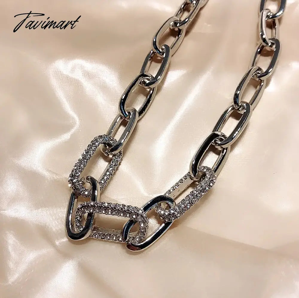 TAVIMART -  European and American new style necklace iron chain clavicle chain fashionable street style personality necklace Hong Kong style