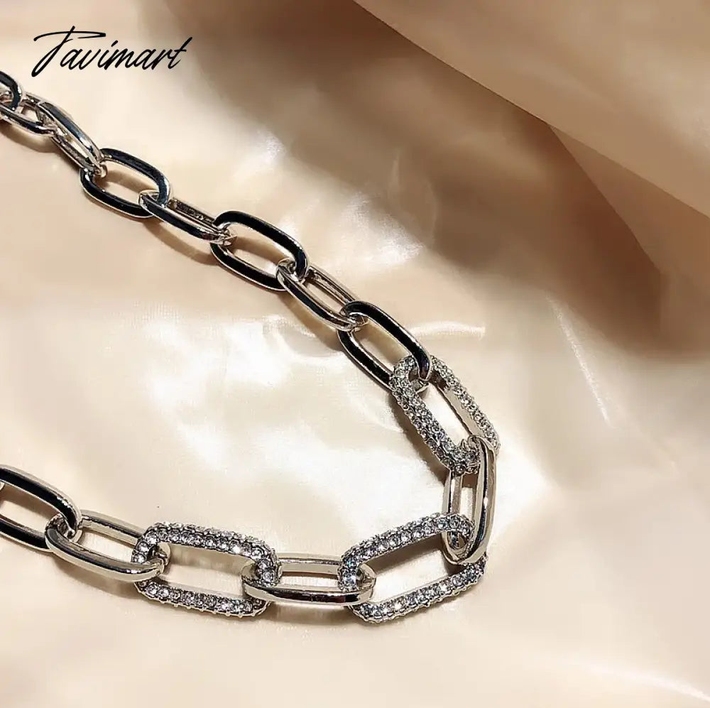 TAVIMART -  European and American new style necklace iron chain clavicle chain fashionable street style personality necklace Hong Kong style