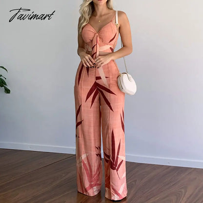 vzyzv European And American Women's New Linen Like Casual Suit V-Neck Short Vest High Waist Printed Wide Leg Pants Two Piece Suit