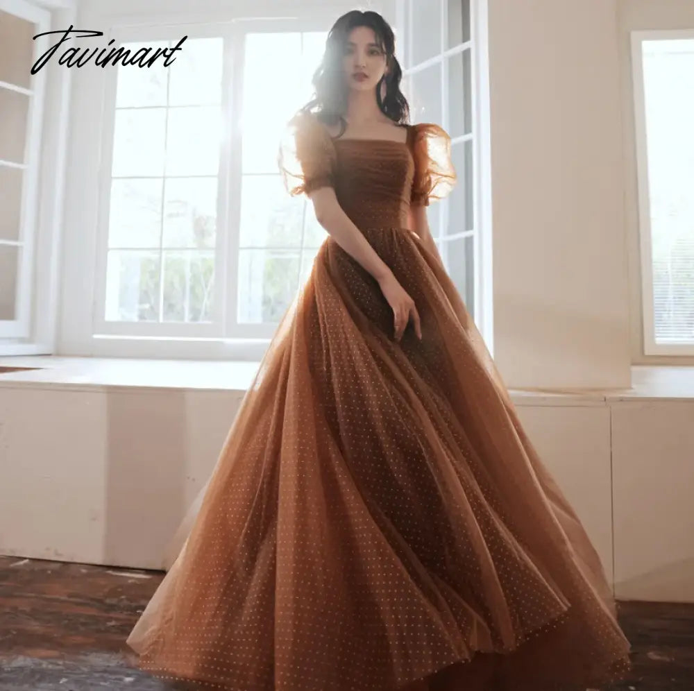 TAVIMART  -  Evening dress Long With Dots With Puffy Sleeves retro engagement dress bridesmaid dress female Vintage Graduation Prom Dress