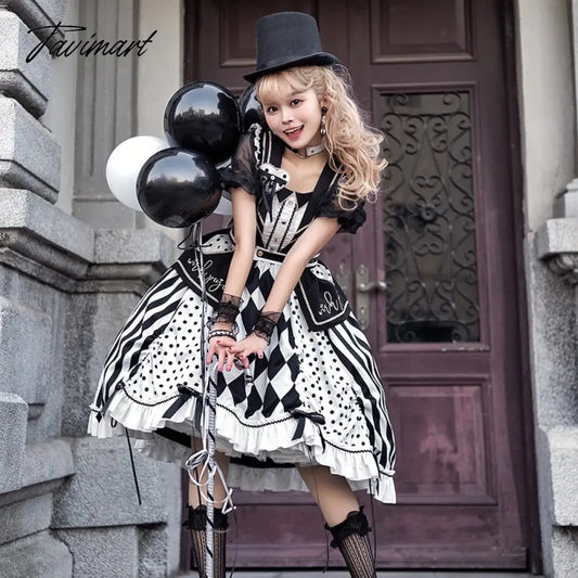 vzyzvFashion Gothic Dot Loli Jsk Tunic Bowknot Spring And Summer Detachable Jsk Sweet Girls Outfit Tea Party Lolitas Dresses