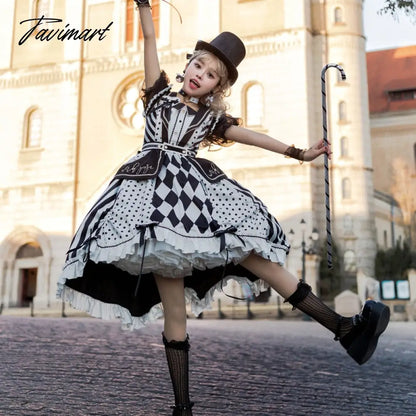 vzyzvFashion Gothic Dot Loli Jsk Tunic Bowknot Spring And Summer Detachable Jsk Sweet Girls Outfit Tea Party Lolitas Dresses