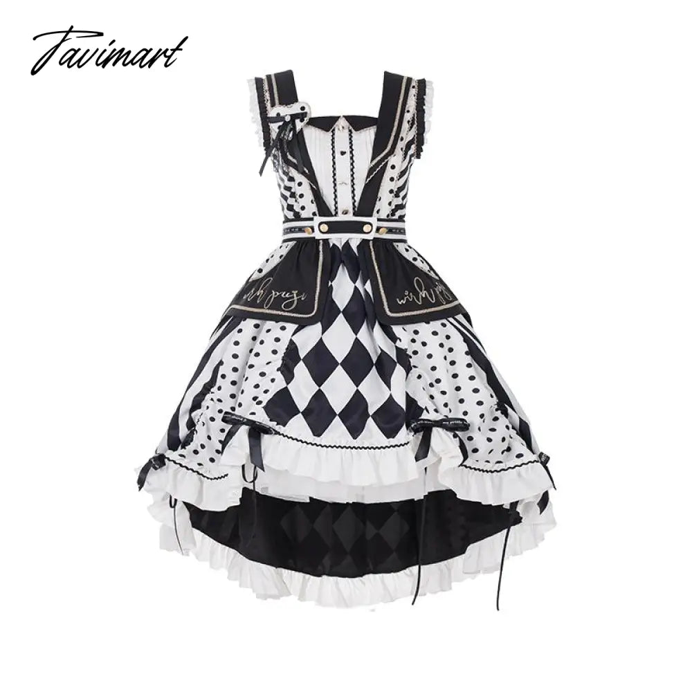 vzyzvFashion Gothic Dot Loli Jsk Tunic Bowknot Spring And Summer Detachable Jsk Sweet Girls Outfit Tea Party Lolitas Dresses