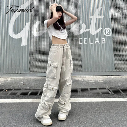 vzyzv Fashion Wide Leg Techwear American Full Length High Street Pockets Cargo Safari Style Straight Vintage Pants Hip Hop Pantalones