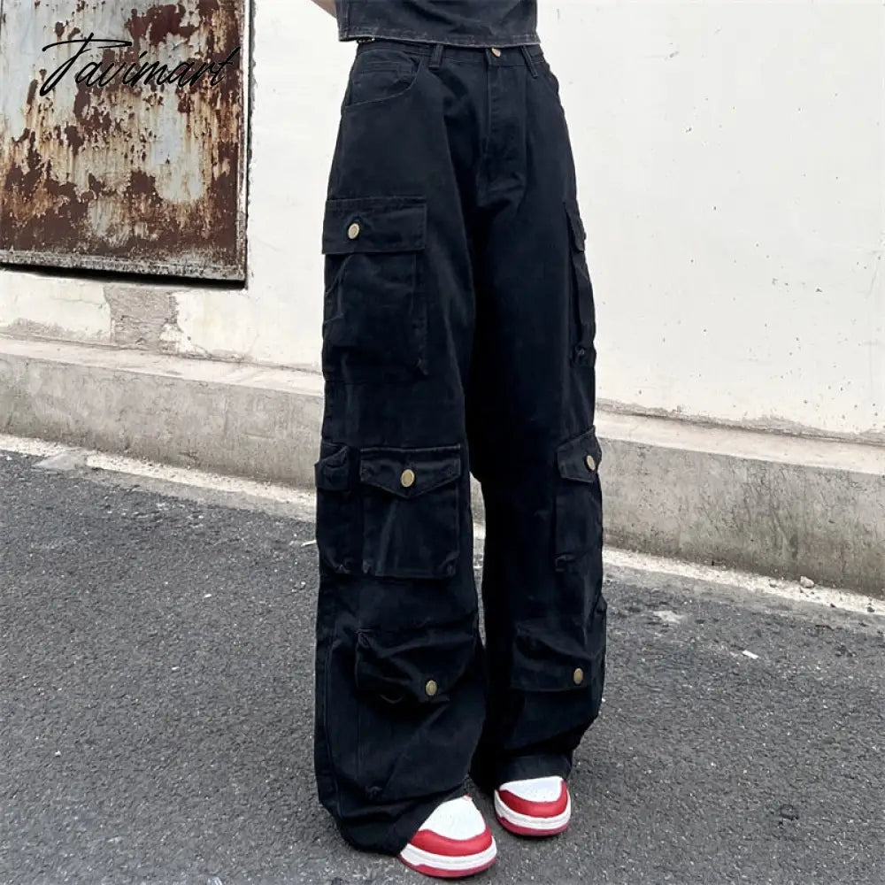 vzyzv Fashion Wide Leg Techwear American Full Length High Street Pockets Cargo Safari Style Straight Vintage Pants Hip Hop Pantalones