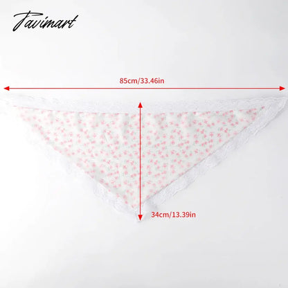 Tavimart French Floral Lace Triangular Scarf Headband Korean Girls Printed Turban Lolita Silk Scarf Headband Women's Hair Accessories