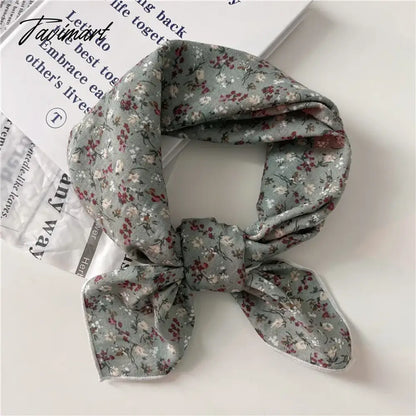 TAVIMART  -  French Retro Flower Small Scarf Headband Women Cotton Linen Neck Protection Thin Small Scarf Decorative Square Scarf Headscarf