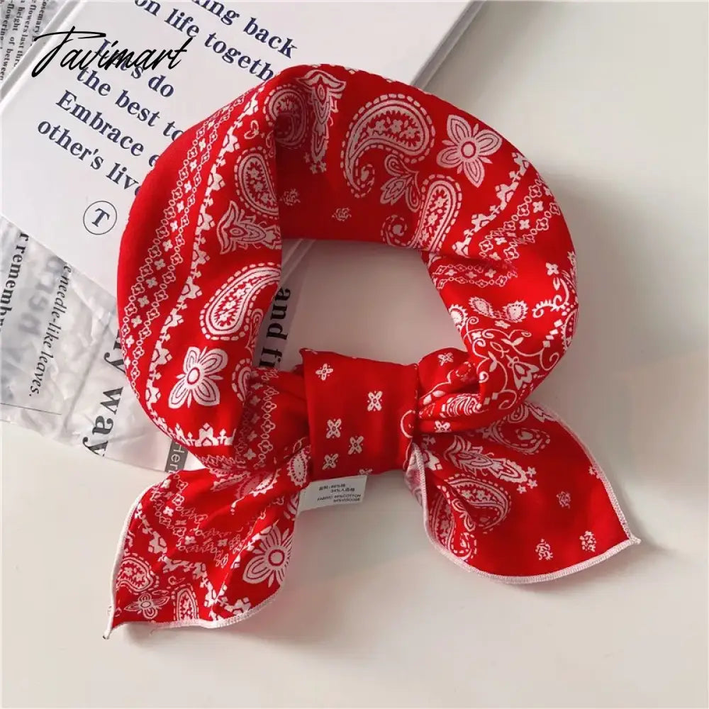 TAVIMART  -  French Retro Flower Small Scarf Headband Women Cotton Linen Neck Protection Thin Small Scarf Decorative Square Scarf Headscarf