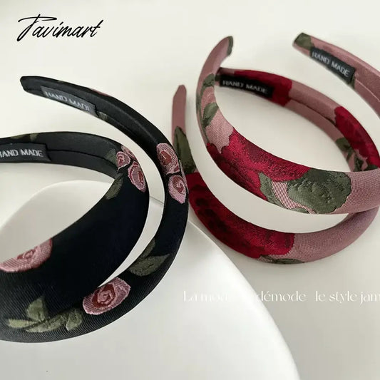 TAVIMART -  French retro rose high skull top hair sponge increases the top of the skull all-match new hairpin headhoop hair accessories