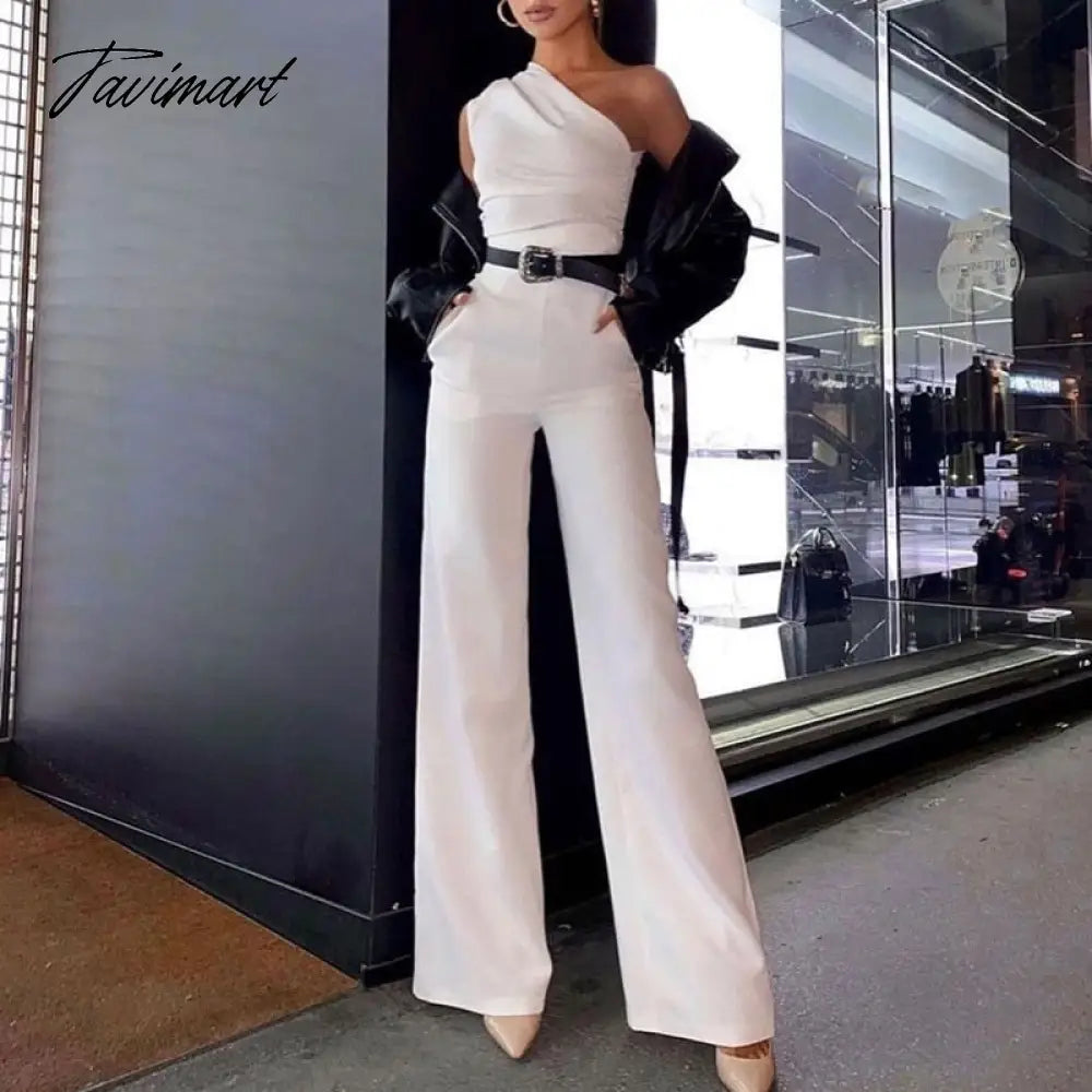 vzyzvHigh Street Slim Solid Jumpsuits Women Sexy Skew Collar Backless Jumpsuit Spring Summer Sleeveless Lace-Up Romper