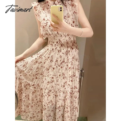 vzyzvJapan Style Spring Summer Short Sleeve Floral Mujer Sweet Pleated Slim Waist Women Dress Women Dresses Robe Sweet Loose