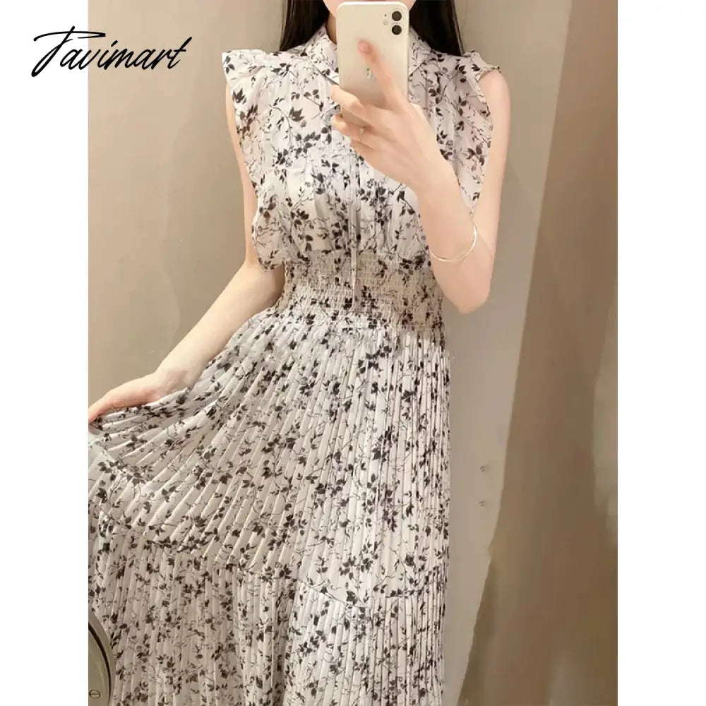 vzyzvJapan Style Spring Summer Short Sleeve Floral Mujer Sweet Pleated Slim Waist Women Dress Women Dresses Robe Sweet Loose