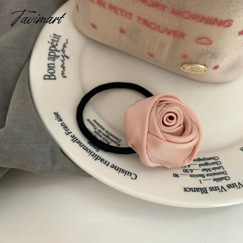 Tavimart Japanese Girl Flower Hair Accessories Korean Rose Hair Clips French Rose Hair Ties Pink Flower Hair Accessories